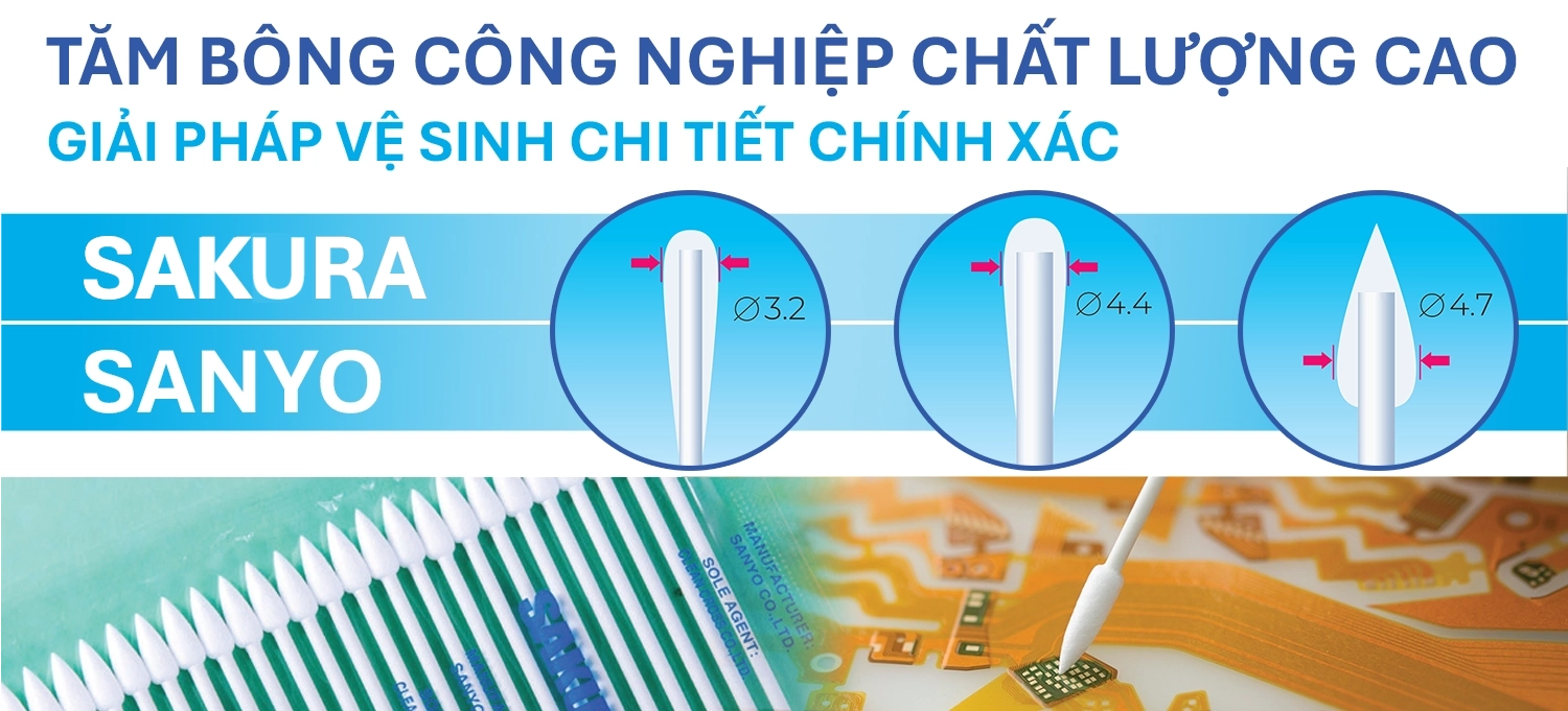 Tăm Bông Công Nghiệp Sakura – Giải Pháp Vệ Sinh Chi Tiết Chính Xác Cho Doanh Nghiệp